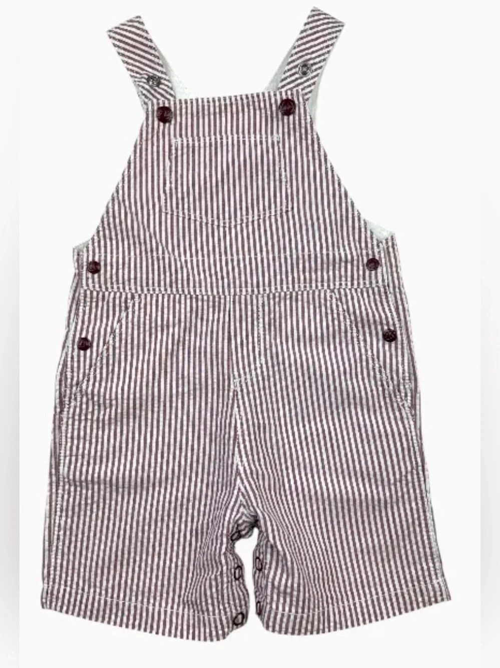 Petit Bateau Striped Seersucker Short Overalls 6 mo/67 cm unisex 100% cotton